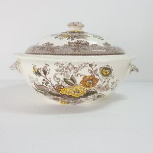Mason's Patent Ironstone Ascot Brown Large Oval Tureen & Lid No Spoon Vintage